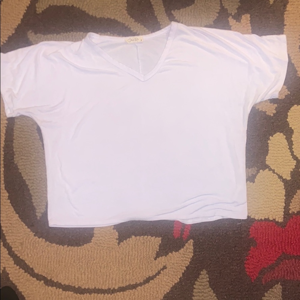with shirt, high v neck